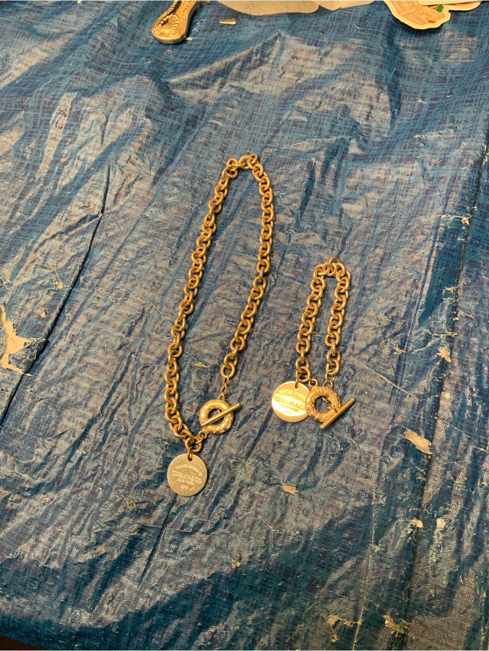 Silver -Tone Toggle Chain Necklace and Bracelet Set